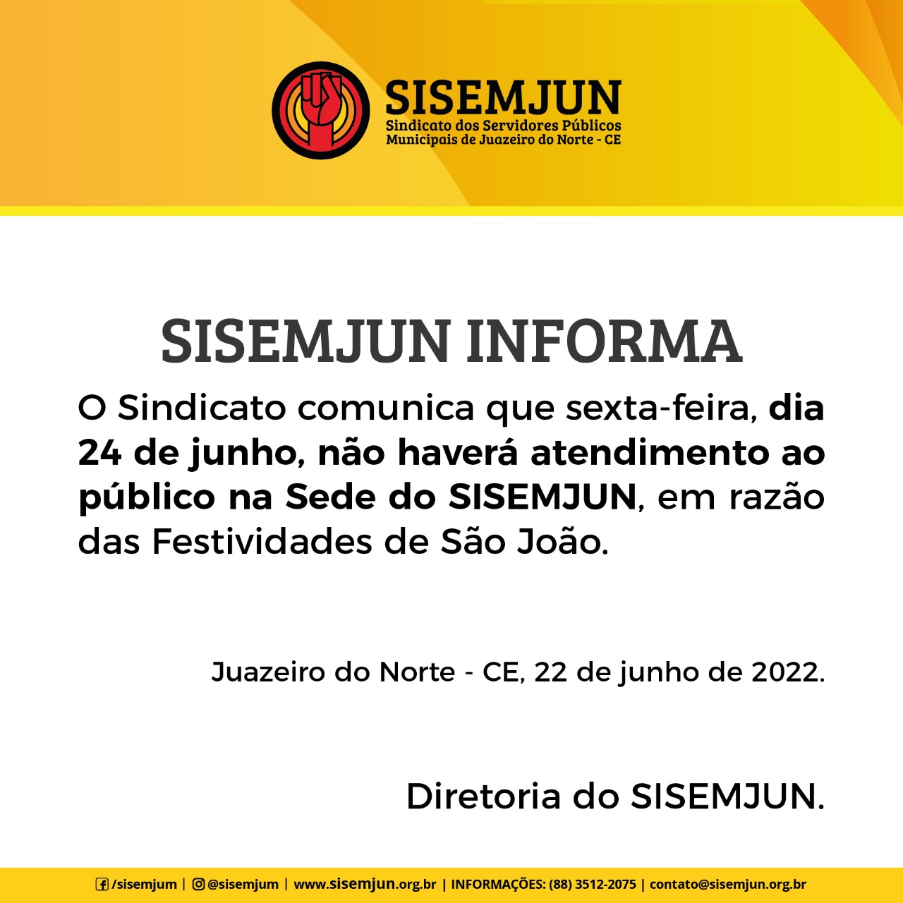 Ponto Facultativo Interno Dia 24 de Junho